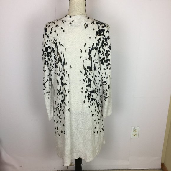Nic + Zoe Long Cardigan Sweater 1X/2X Women Plus Gray Animal Print Linen Blend - Picture 3 of 14